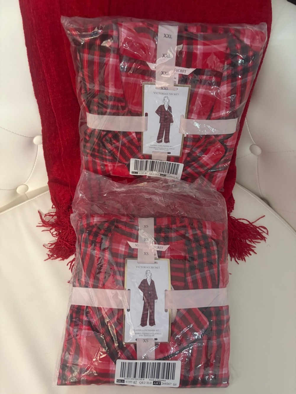 Victoria's Secret Red and Black Plaid Flannel Pajama Set